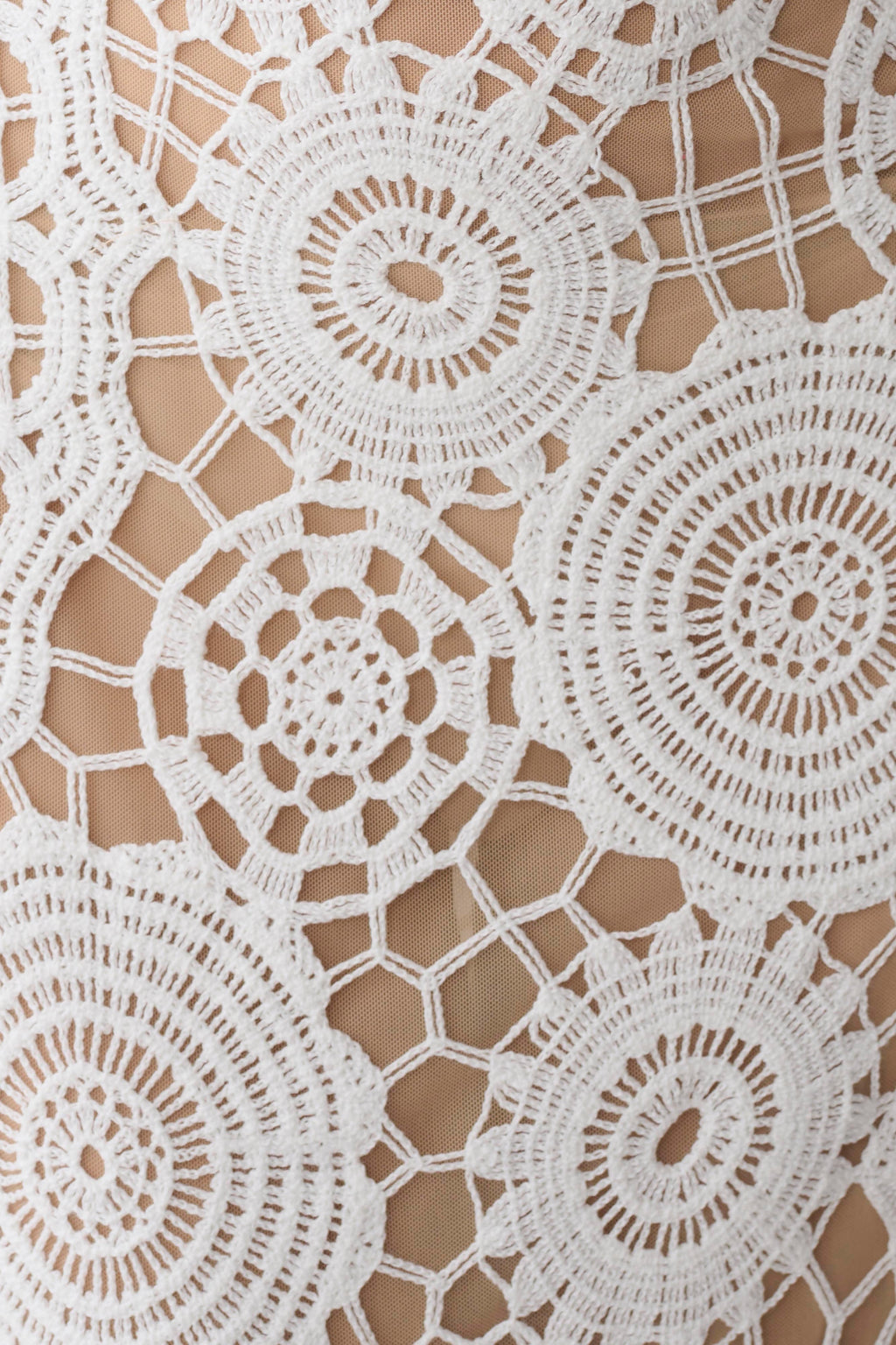 Delta Crochet Halter Midi Dress - White
