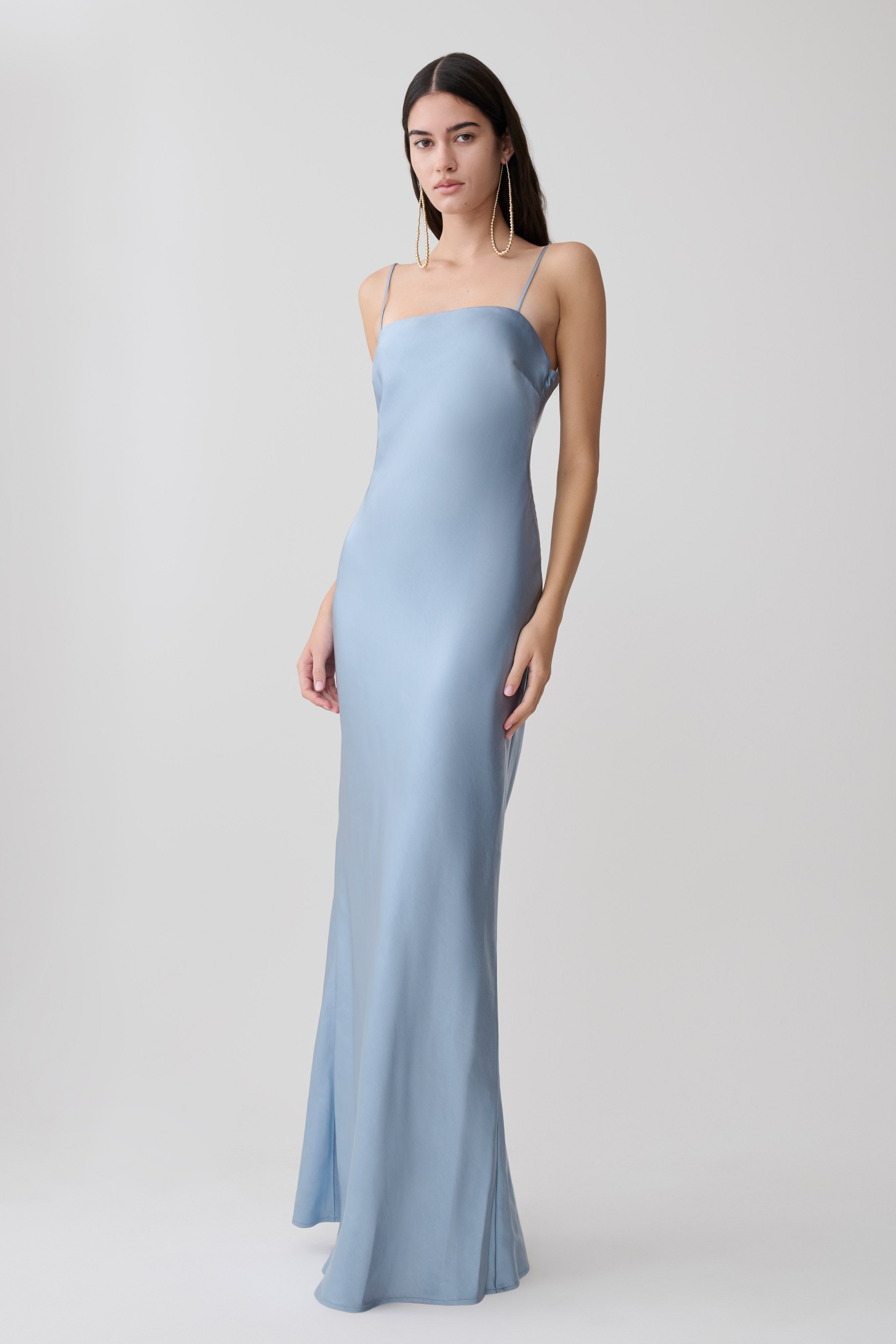 Martinne Chiffon Cape Maxi Dress - Arctic Blue
