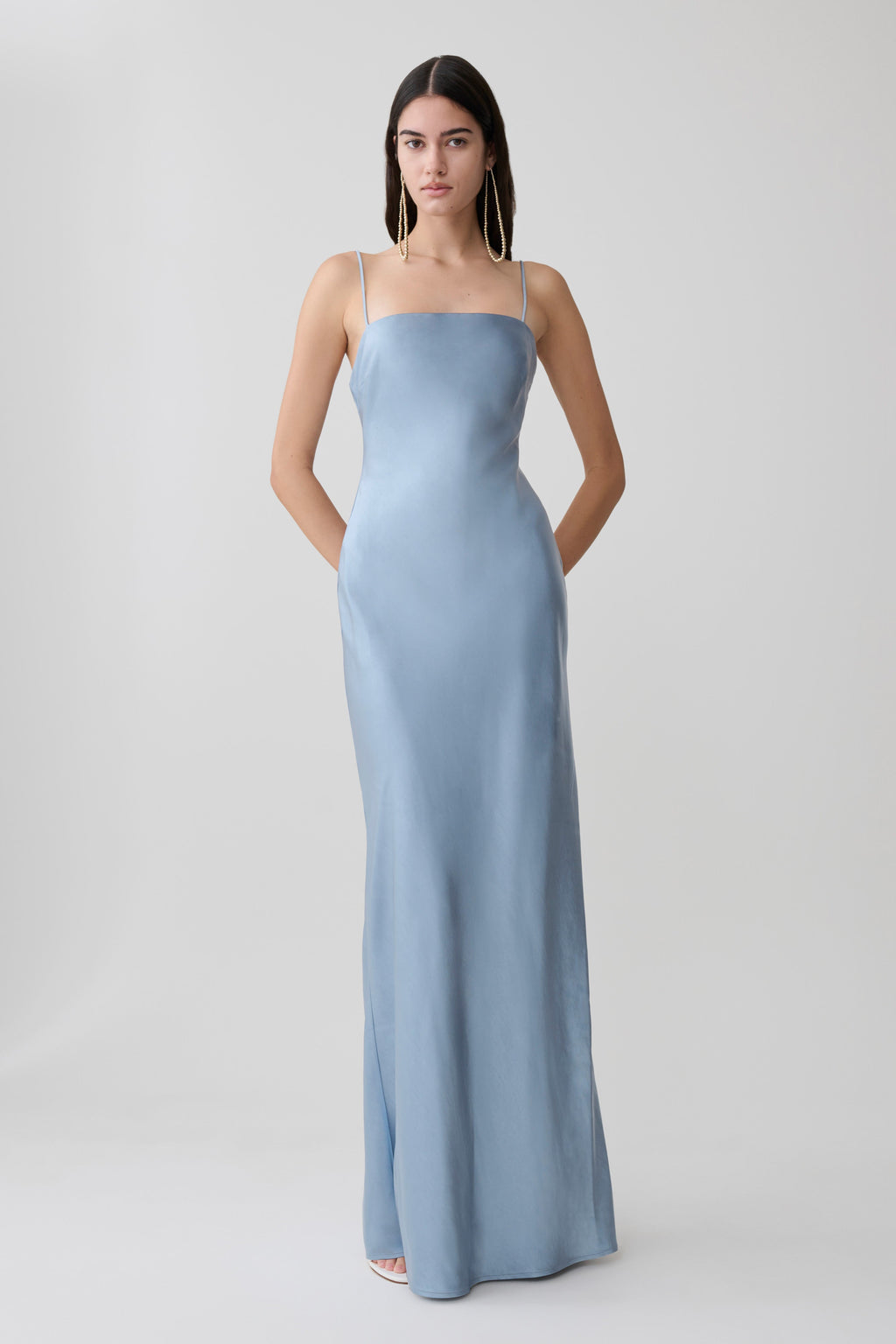Martinne Chiffon Cape Maxi Dress - Arctic Blue