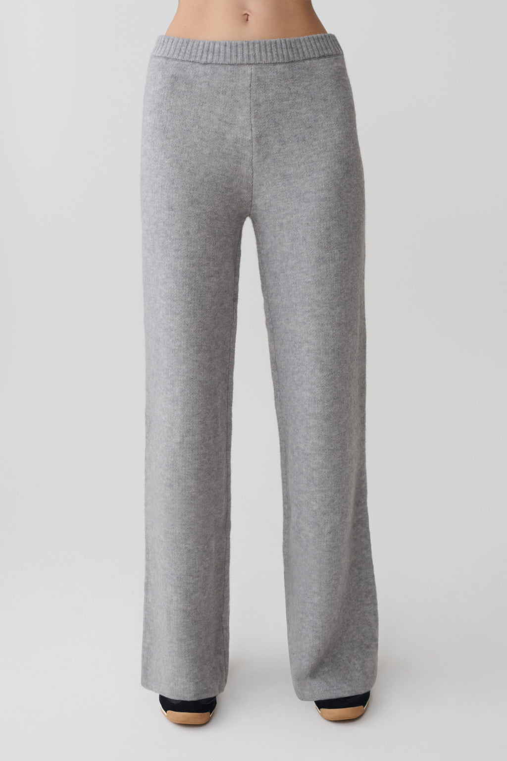 Evan Knit Wide Leg Pants - Grey Marle
