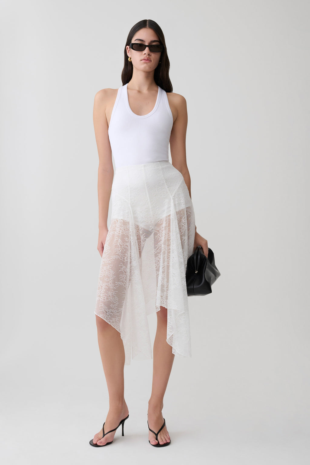 Haime Lace Hankie Midi Skirt - Ivory