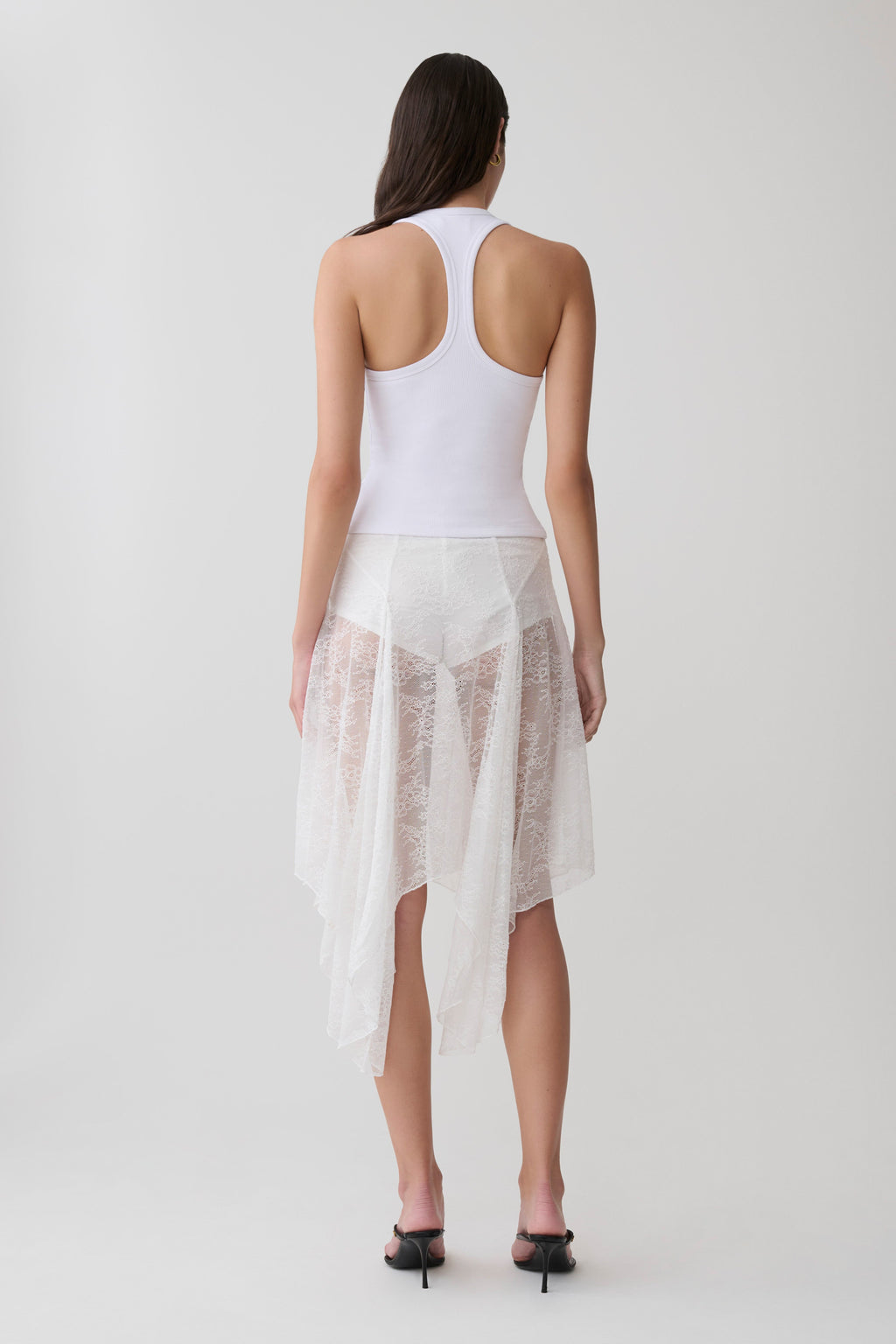 Haime Lace Hankie Midi Skirt - Ivory