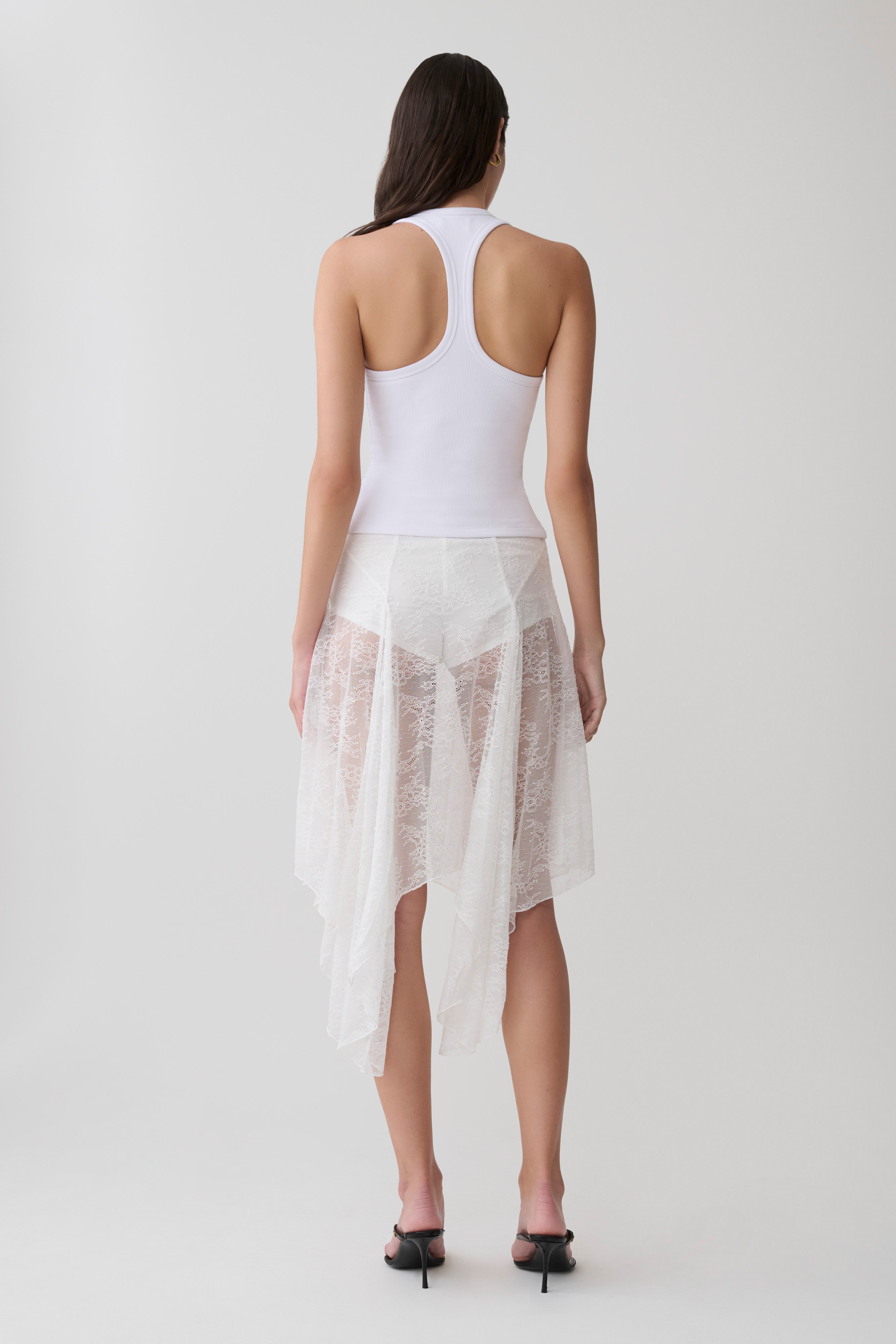 Haime Lace Hankie Midi Skirt - Ivory