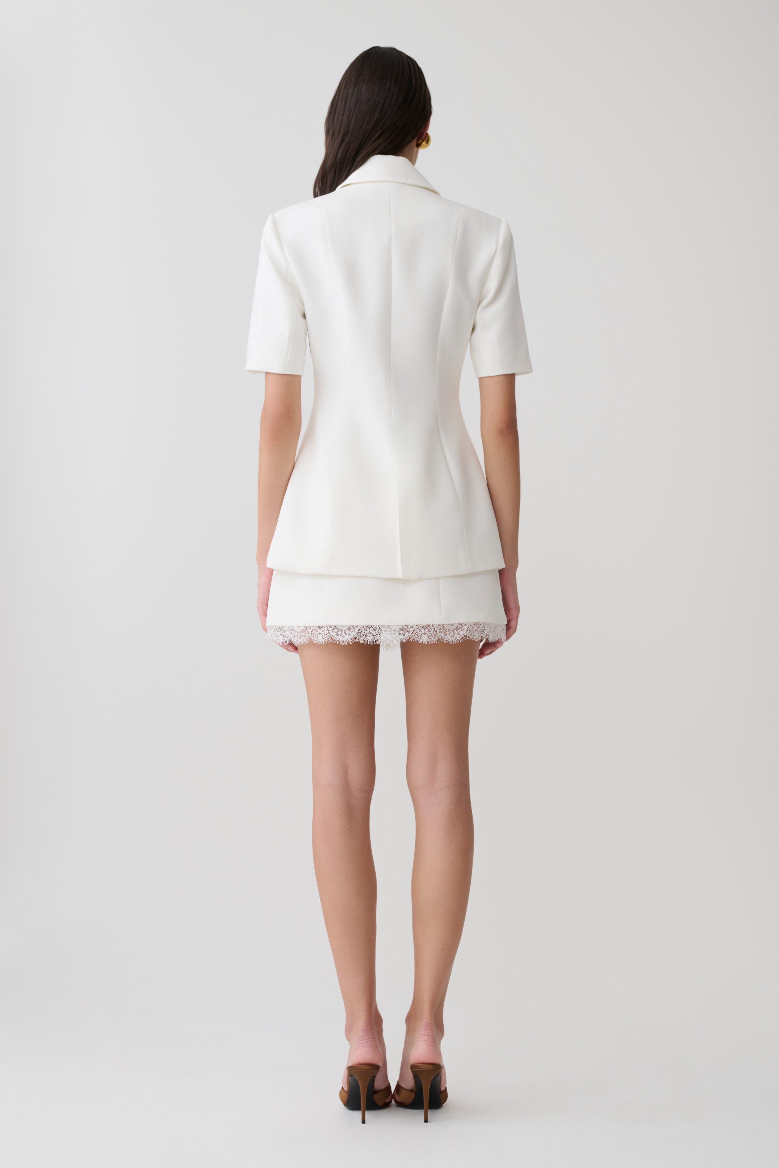Ariella Button Up Short Sleeves Top - White
