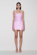 Caralee Sequin Halter Mini Dress - Pale Pink