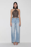 Nikki Lurex Top With Hardware - Gunmetal