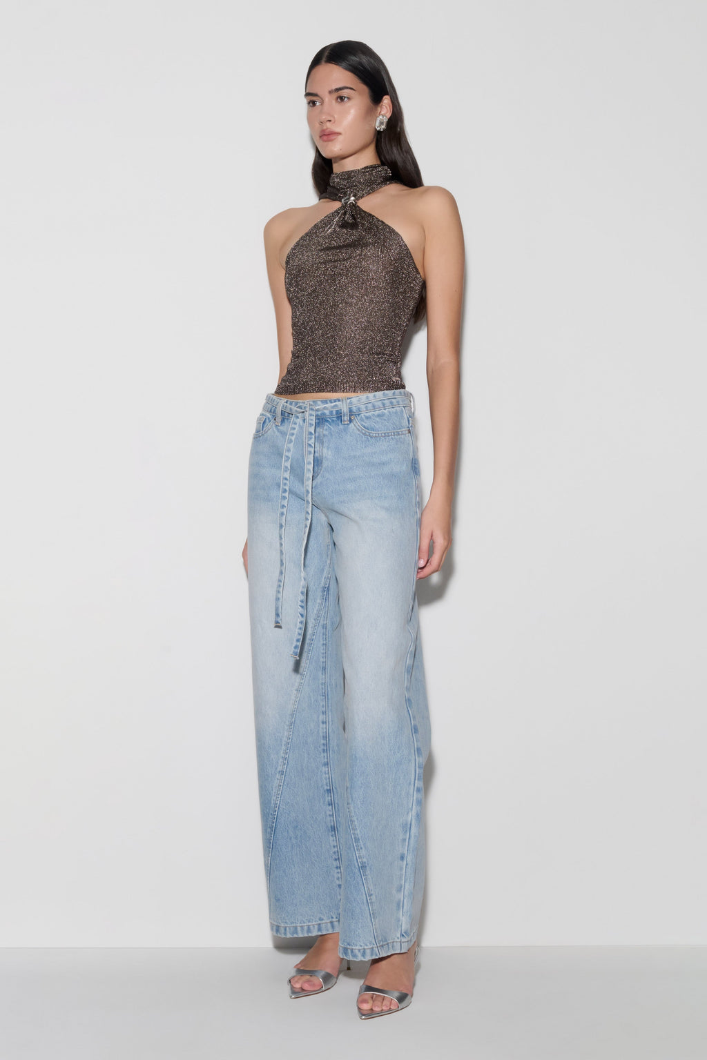 Nikki Lurex Top With Hardware - Gunmetal