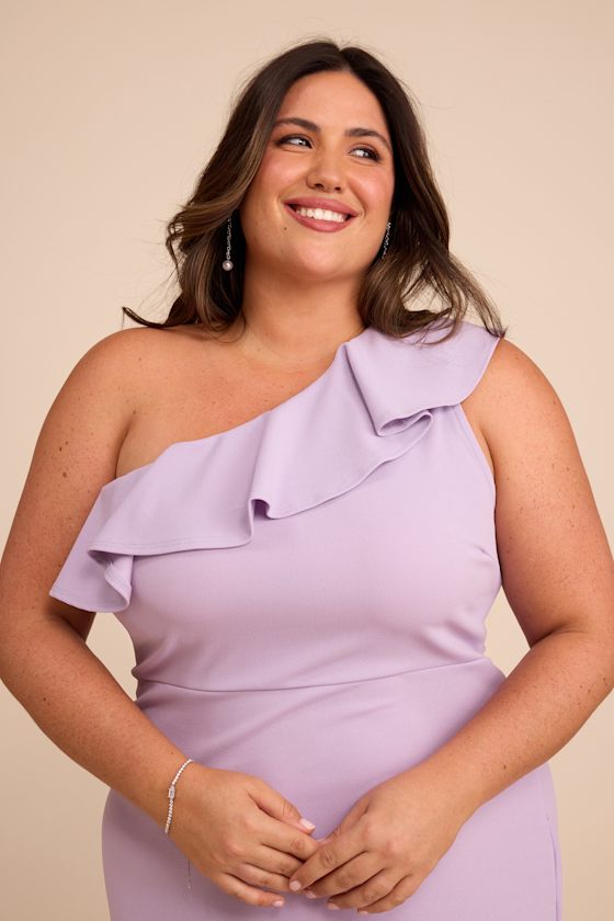 Last Forever Lavender One-Shoulder Ruffle Maxi Dress