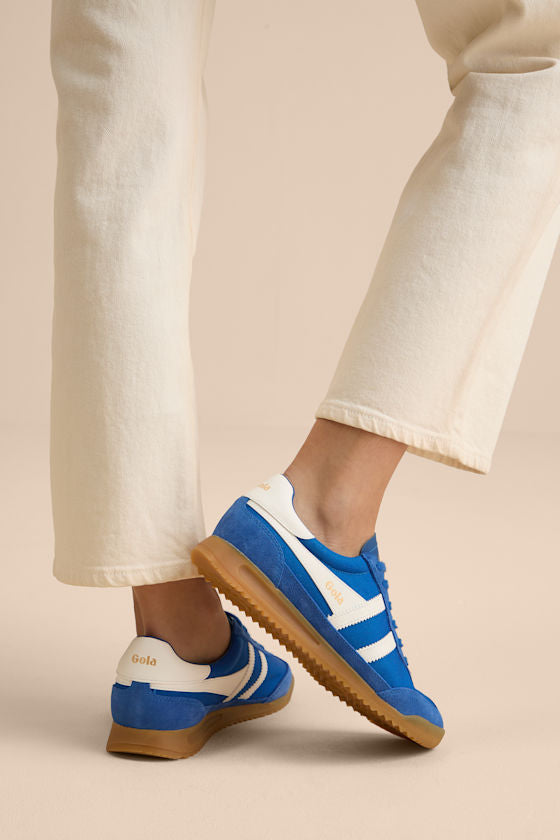 Tornado Sapphire Color Block Suede Leather Sneakers