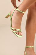 Loxley Lime Green Satin Ankle Strap High Heel Sandals