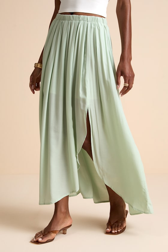If You Pleats Mint Pleated Maxi Skirt