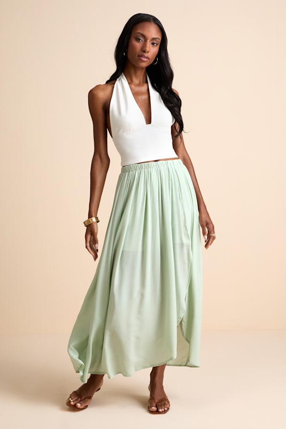 If You Pleats Mint Pleated Maxi Skirt