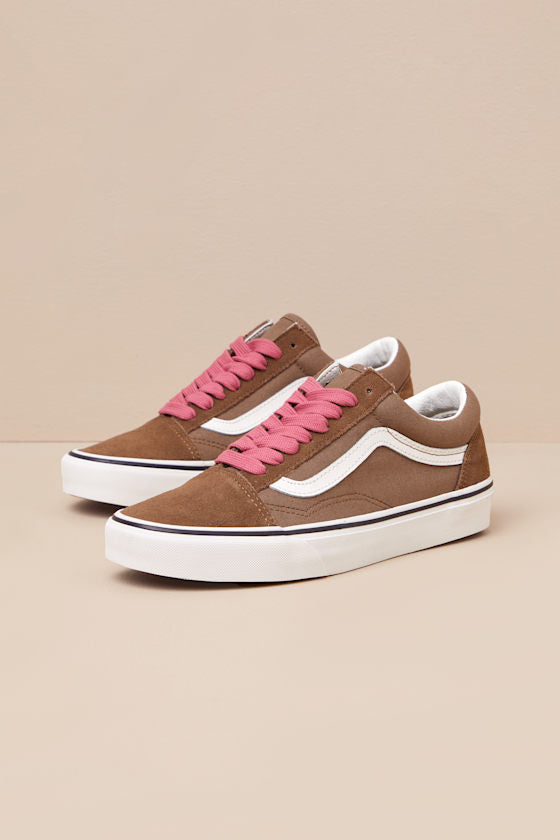 Old Skool Pop Brown and Pink Suede Leather Sneakers