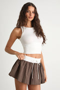 Parker Brown Gingham Mini Skort