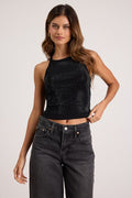Amata Black Rhinestone Racerback Tank Top