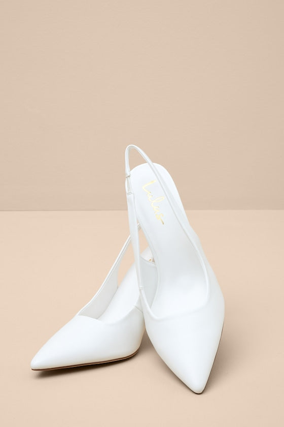 Honorata White Pointed-Toe Slingback Pumps