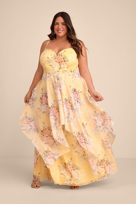Breigh Yellow Floral Sleeveless Maxi Dress