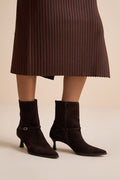 Ilhana Chocolate Suede Leather Mid-Calf Boots