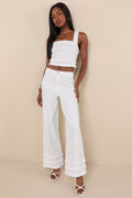 Mckayla White Frayed High-Rise Jeans