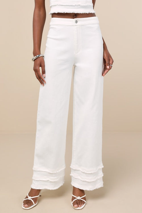 Mckayla White Frayed High-Rise Jeans