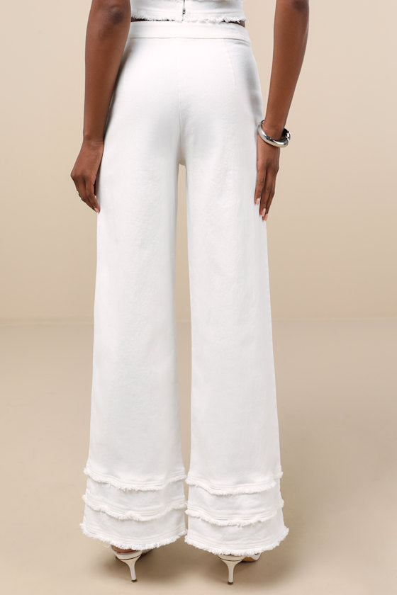 Mckayla White Frayed High-Rise Jeans