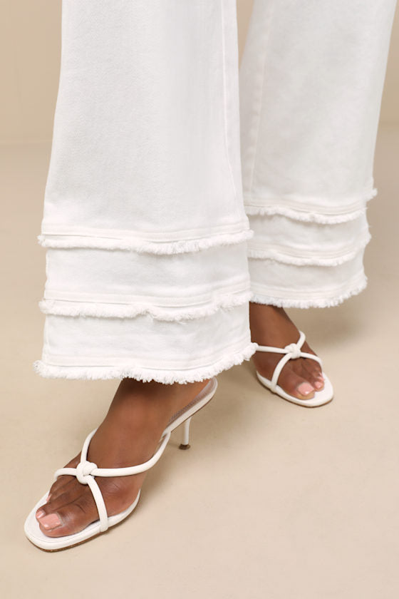 Mckayla White Frayed High-Rise Jeans