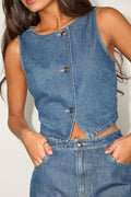 Dayton Medium Wash Denim Vest Top