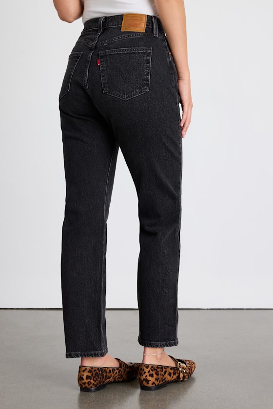 501 Curve Washed Black Straight Leg Jeans
