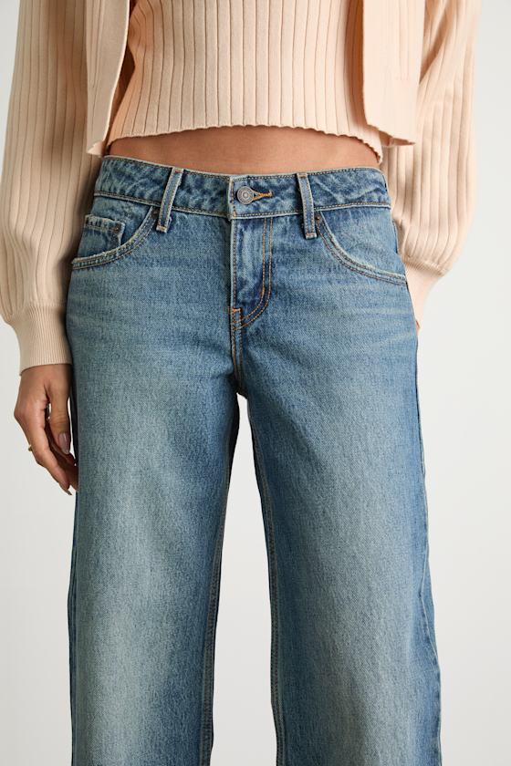 Low Loose Medium Blue Low-Rise Wide-Leg Jeans