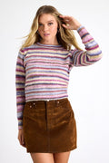 Stash Brown Flocked Denim High-Rise Mini Skirt