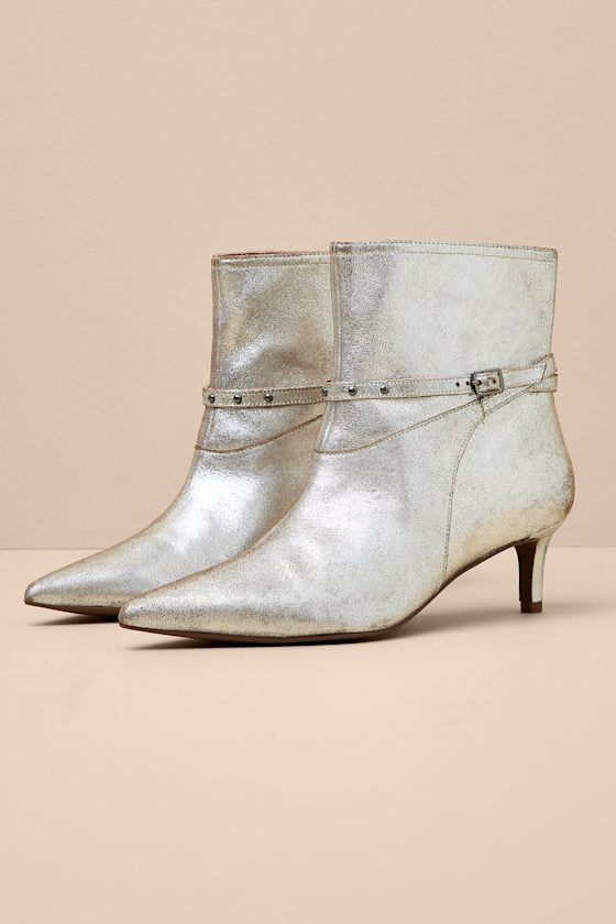 Milan Pewter Distressed Suede Leather Kitten Heel Ankle Boots