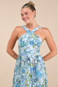 Lilja Light Blue Floral Print Maxi Dress