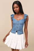 Suzette White Tiered Skater Mini Skirt