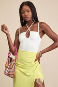 Lehua White Textured Knit Cutout Bodysuit