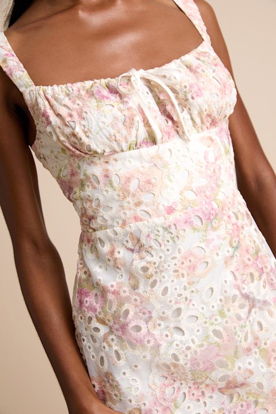 Andrea White Floral Embroidered Column Midi Dress