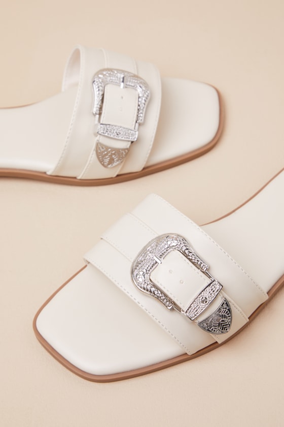 Nyomi Bone Buckle Slide Sandals