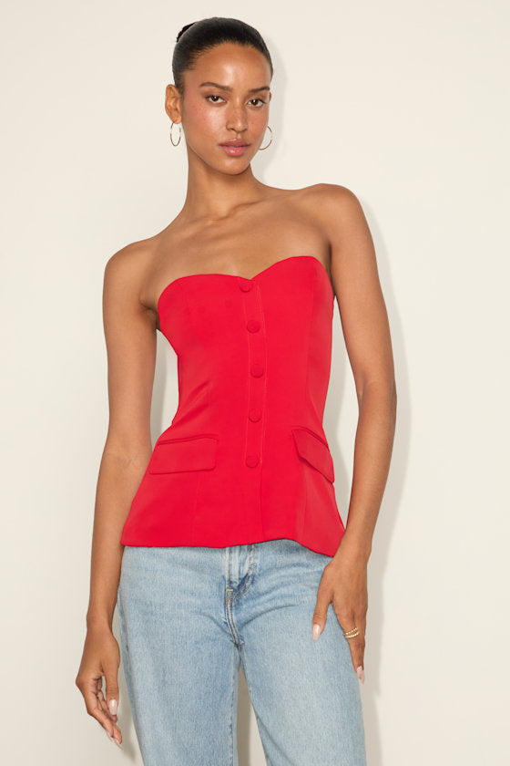 Kylina Red Ponte Knit Strapless Top