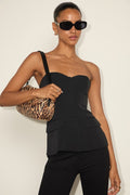 Kylina Black Ponte Knit Strapless Top