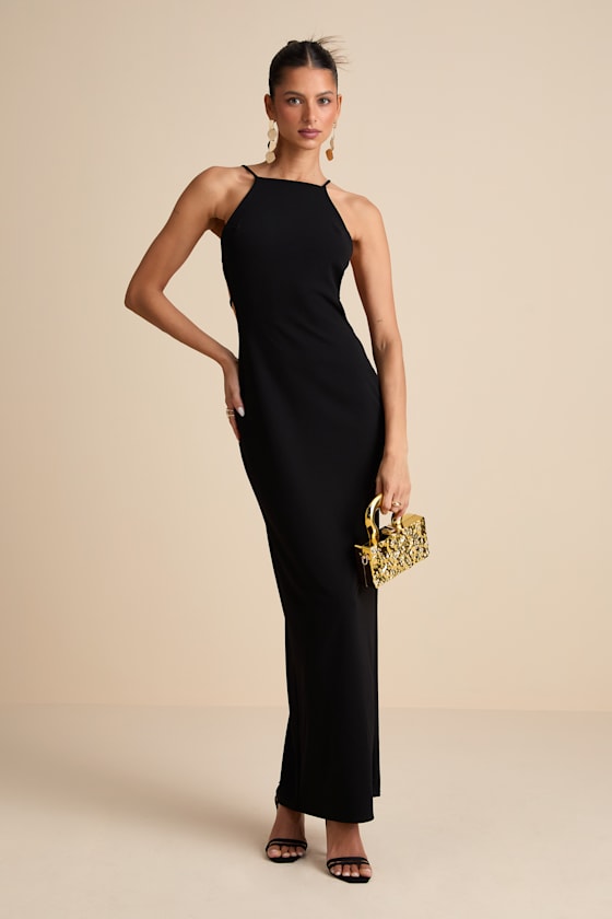 Annina Black Cutout Column Maxi Dress