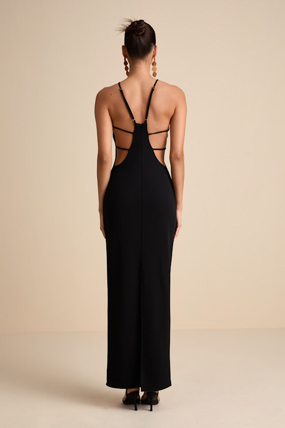 Annina Black Cutout Column Maxi Dress
