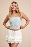 Breya Ivory Cotton Eyelet Embroidered Tiered Mini Skort