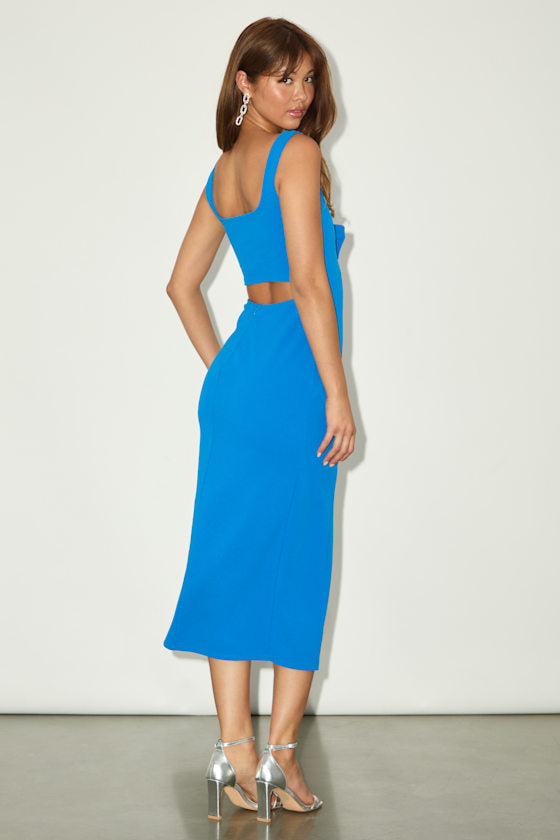 Davana Bright Blue Cutout Midi Dress