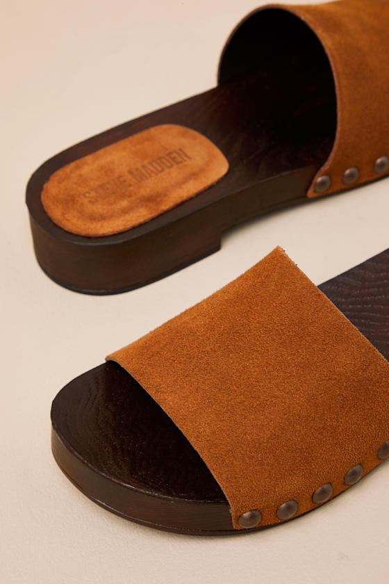 Cento Chestnut Suede Leather Slide Sandals