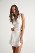 Dessie Ivory Embroidered Tie-Back Tank Top