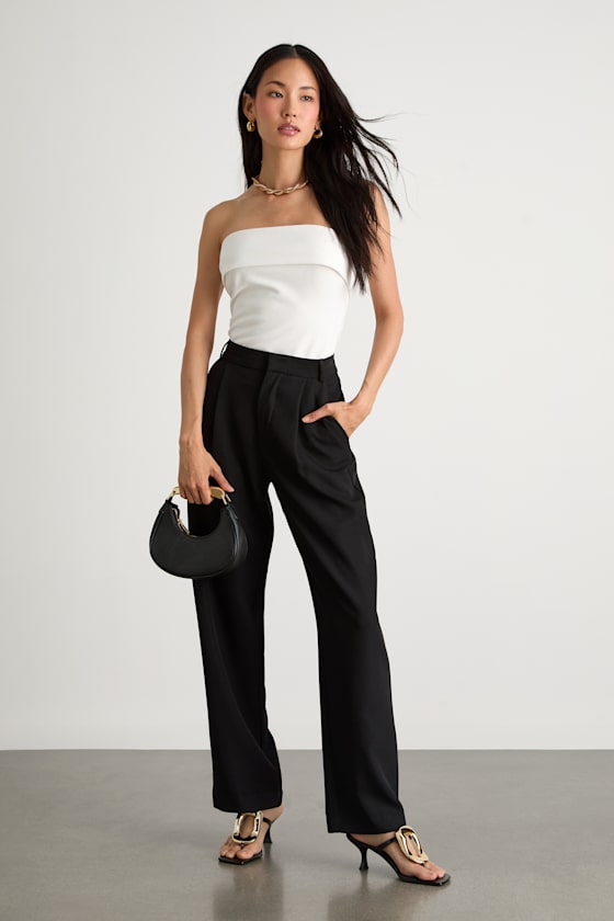 Nikora White Ponte Knit Strapless Top