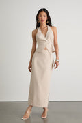 Virginia Beige Low-Rise Midi Skirt