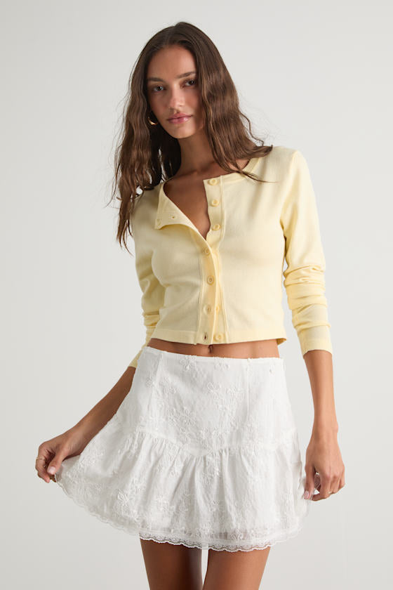 Dessie Ivory Embroidered Mini Skirt