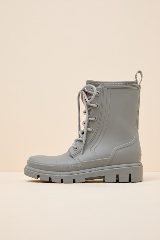 Diana Light Gray Rubber Lace-Up Ankle Rainboots