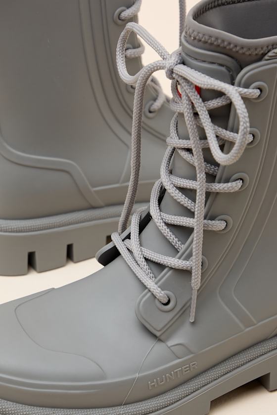 Diana Light Gray Rubber Lace-Up Ankle Rainboots