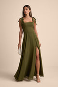 Love Me Forever Olive Green Square Neck Maxi Dress